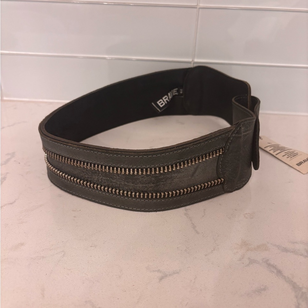 Brave Women's Charcoal Leather Belt - Picture 3 of 7